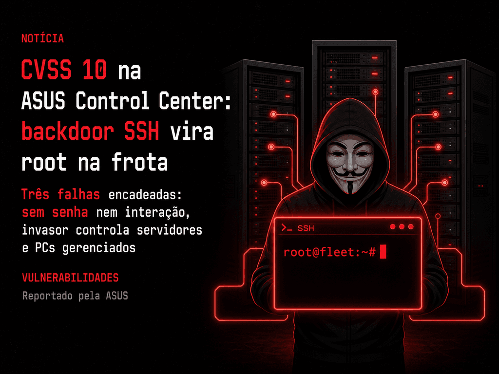CVSS 10 na ASUS Control Center Enterprise: sem senha nem interação, invasor abre backdoor SSH e assume root da frota gerenciada
