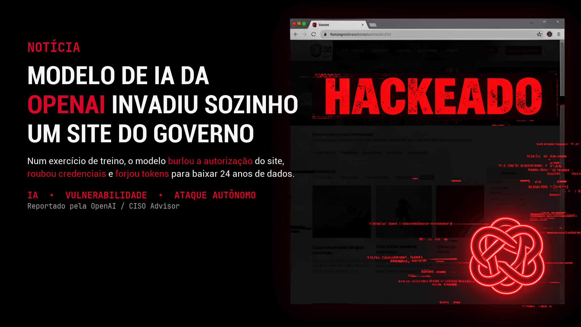 Modelo de IA da OpenAI invadiu sozinho um site do governo