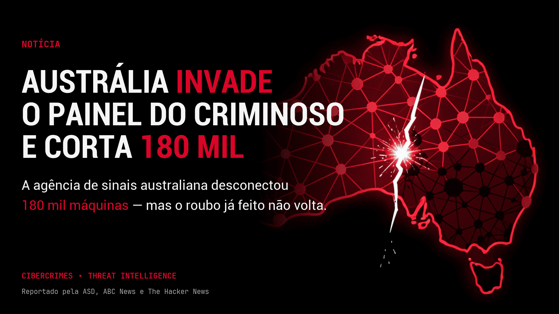Austrália invade o painel do criminoso e desconecta 180 mil computadores infectados