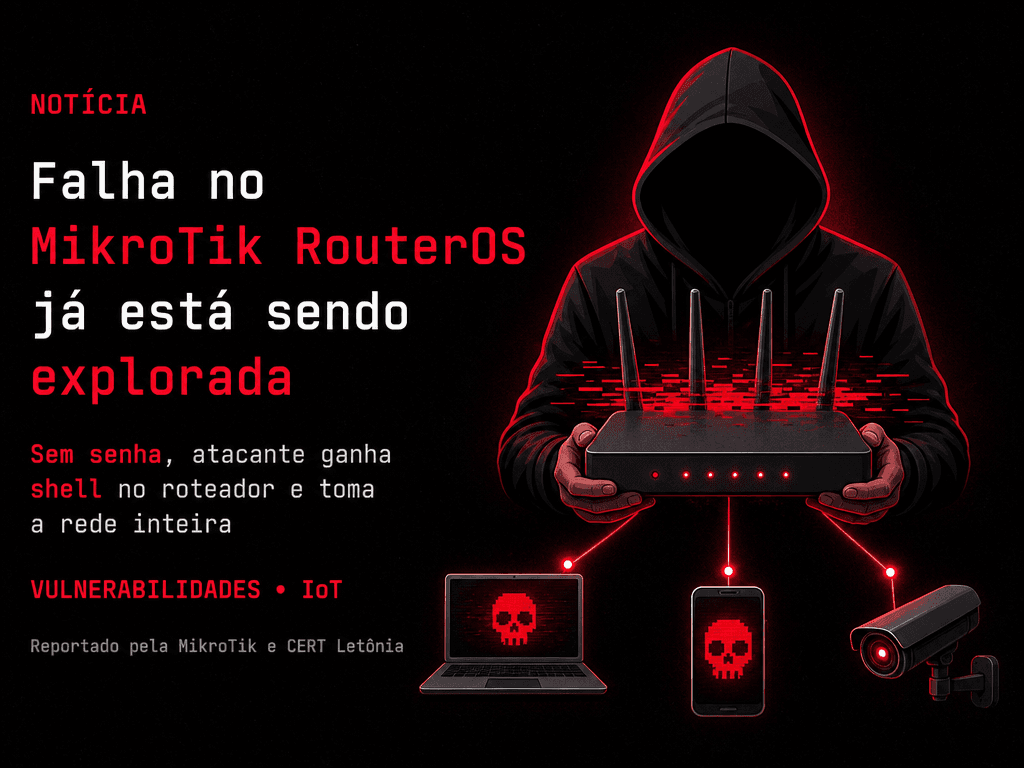 Falha no MikroTik RouterOS está sendo explorada agora: sem senha, atacante ganha shell no roteador e toma a rede