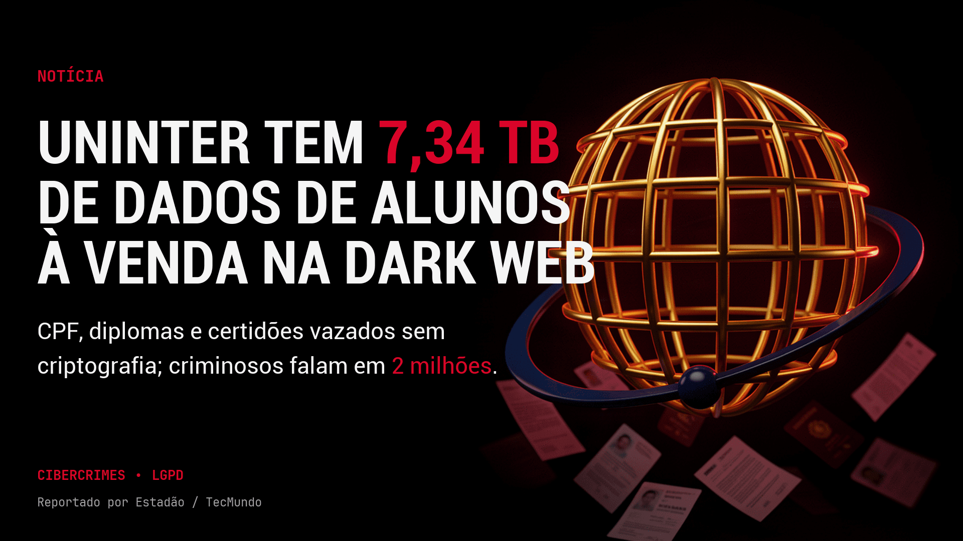 Uninter: 7,34 TB de dados de alunos à venda na dark web — e a falha é a número 1 do OWASP